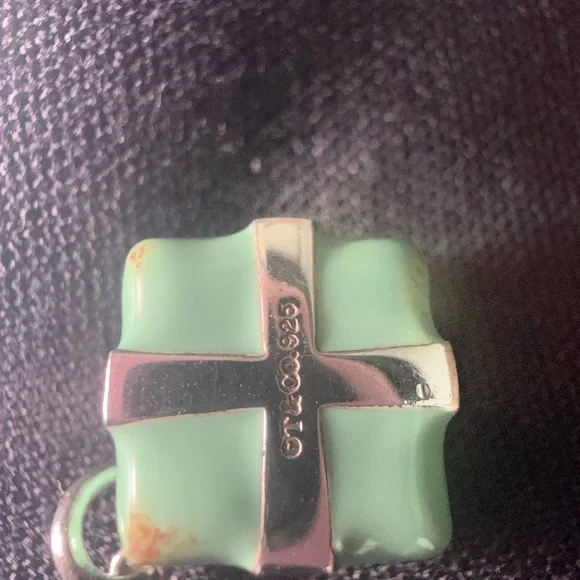 Authentic Tiffany & Co. Enamel Tiffany Gift Box Charm in Blue and Silver w/bag! - Picture 6 of 7